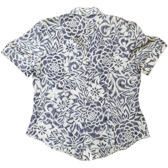 Sigrid Olsen 100% Silk Black and White Patterned Top. MED - Picture 6 of 9